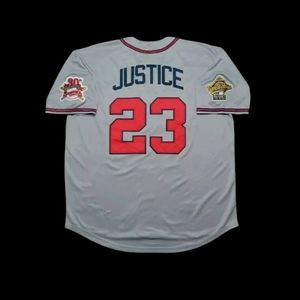 David Justice Jersey Atlanta Braves 1995 World Series Throwback Stitched NEW